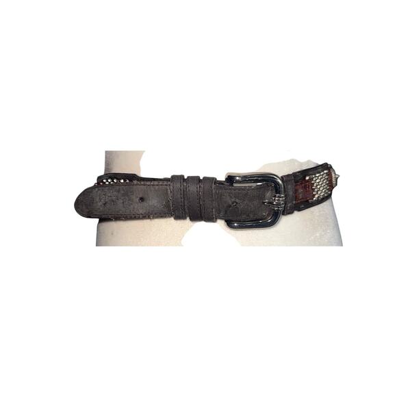 VTG Captiva Brown Leather Belt With Silver Tone Accents Size Large Y2K - Picture 5 of 7